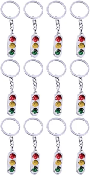 LIFKOME 12 Pcs Key Chain Traffic Light Hanging Decor Key Ring Keychain Decor Backpack Pendant Keyring Holder Key