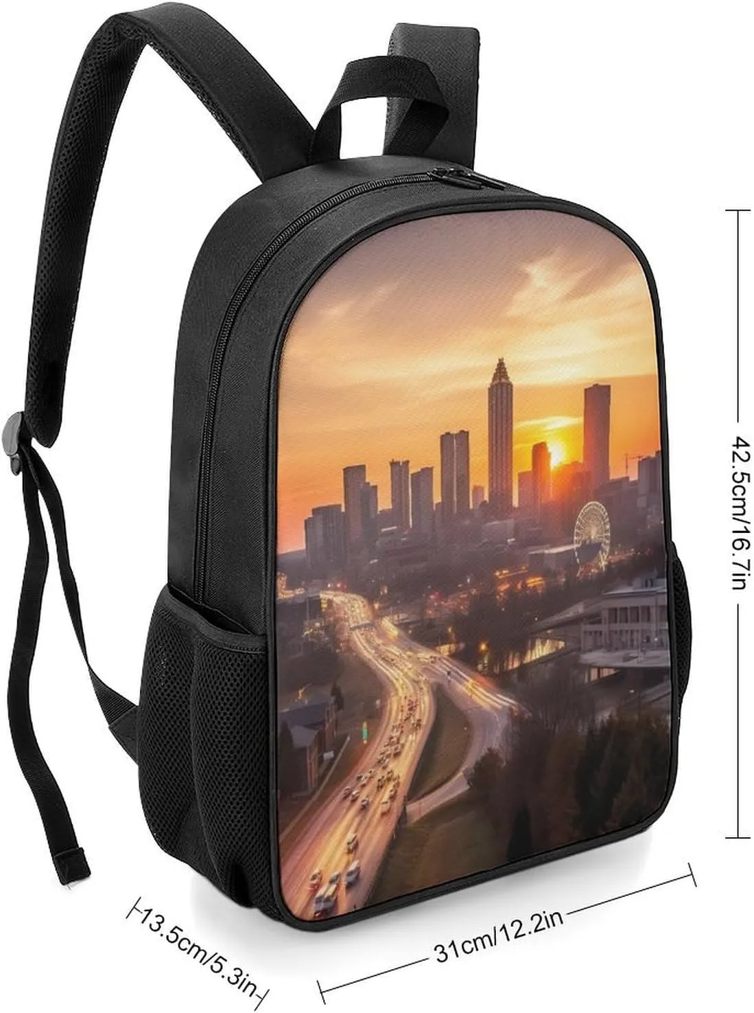 Lightweight Backpacks Cute Travel Bag Durable Atlanta City Sunset Landscape Printing Small Travel Backpack For Women & Men