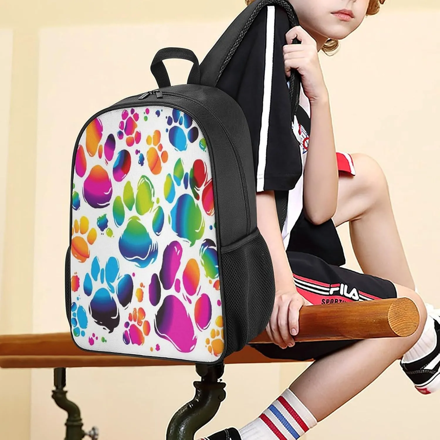 Lightweight Backpacks Cute Travel Bag Durable Colorful Dog Paw Print Printing Small Travel Backpack For Women & Men