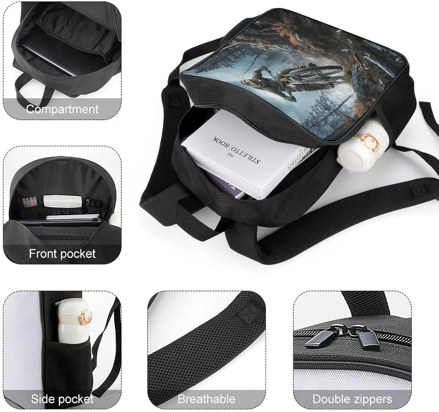 Lightweight Backpacks Cute Travel Bag Durable Cycling Tournament Printing Small Travel Backpack For Women & Men