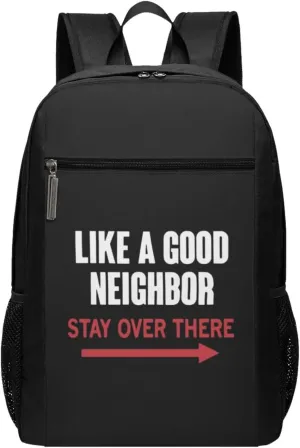 Like A Good Neighbor Stay Over There Travel Laptop Backpack, Business Anti Theft Slim Sturdy Laptops Backpacks, College Computer Bag Gift for Men & Women Fits 17 Inch Notebook,Black