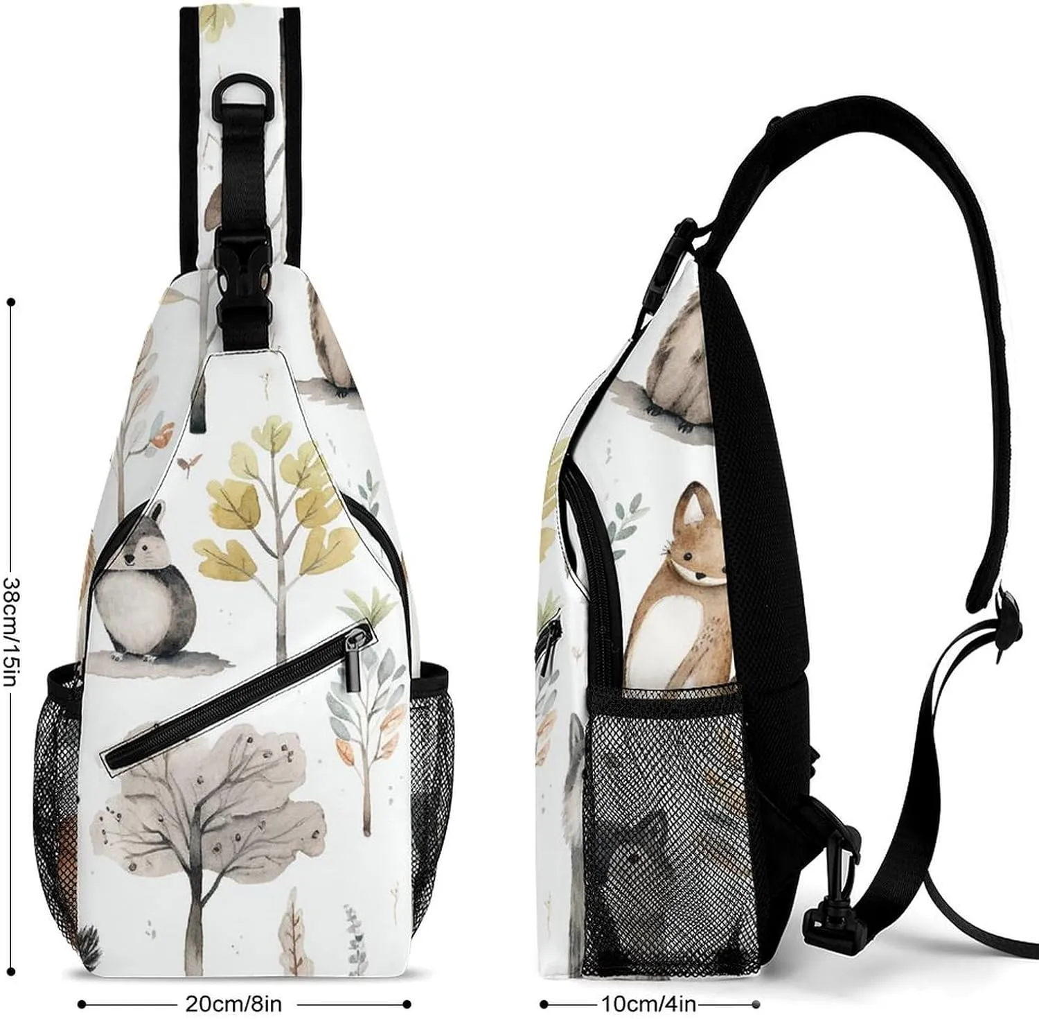 Linear Texture Beige Sling Bag Lightweight Crossbody Chest Pack Travel Shoulder Bag with Adjustable Strap
