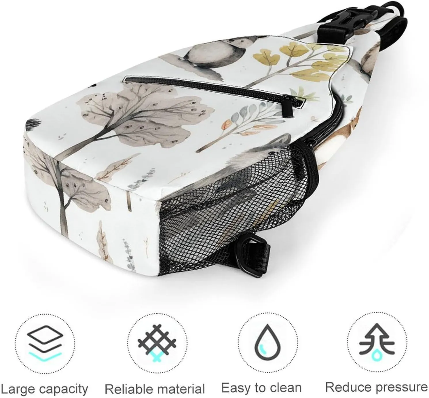 Linear Texture Beige Sling Bag Lightweight Crossbody Chest Pack Travel Shoulder Bag with Adjustable Strap