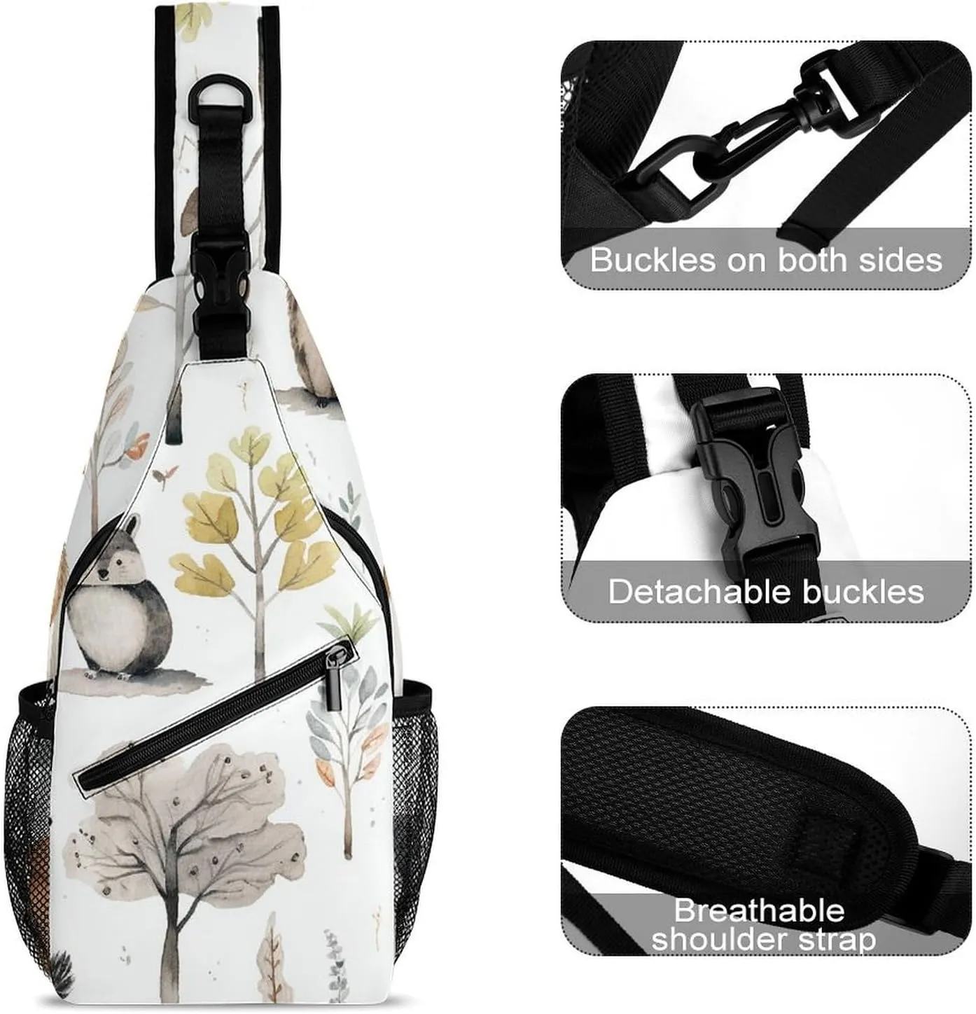 Linear Texture Beige Sling Bag Lightweight Crossbody Chest Pack Travel Shoulder Bag with Adjustable Strap