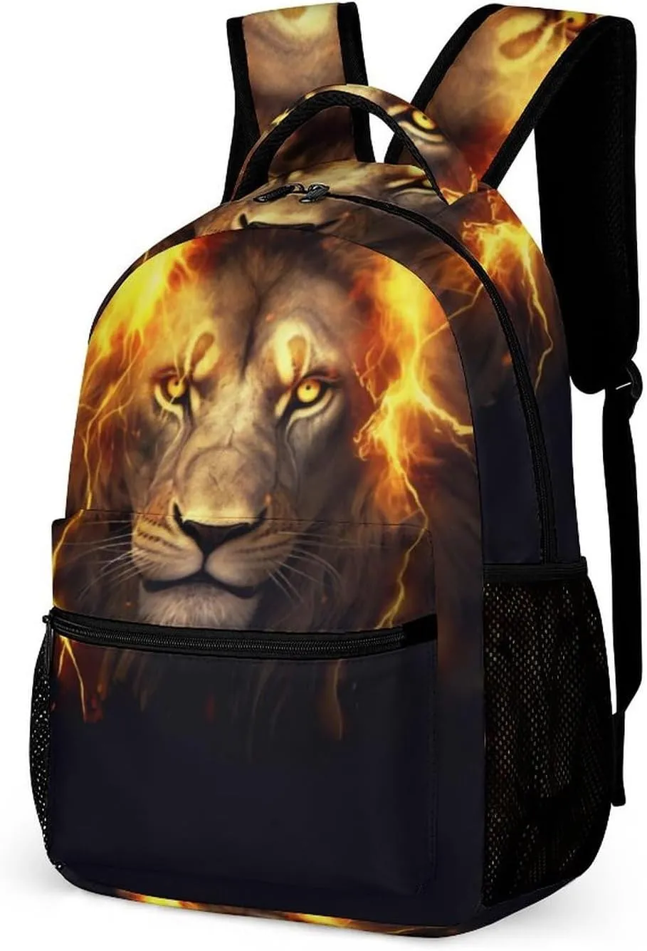 Lion Backpack for Kids Girls Boys School, 16 Inches Cute Lions Theme Bookbag, Adjustable, Lightweight, Large Capacity, Colorful Daily Casual Backpacks