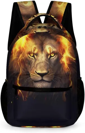 Lion Backpack for Kids Girls Boys School, 16 Inches Cute Lions Theme Bookbag, Adjustable, Lightweight, Large Capacity, Colorful Daily Casual Backpacks