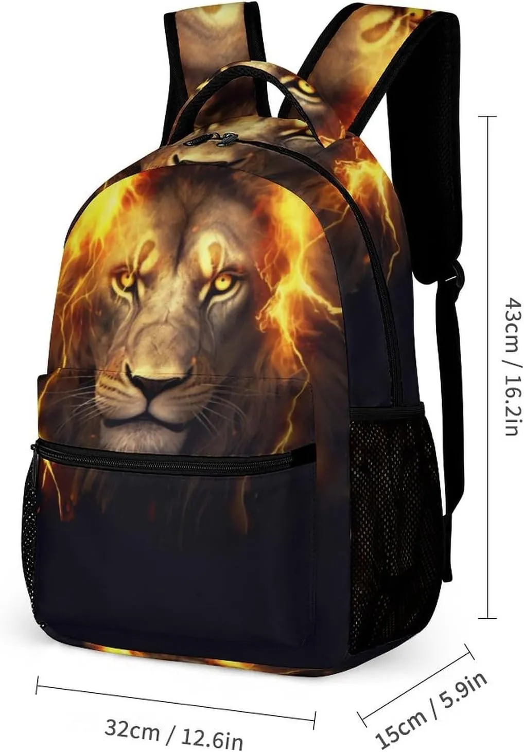 Lion Backpack for Kids Girls Boys School, 16 Inches Cute Lions Theme Bookbag, Adjustable, Lightweight, Large Capacity, Colorful Daily Casual Backpacks
