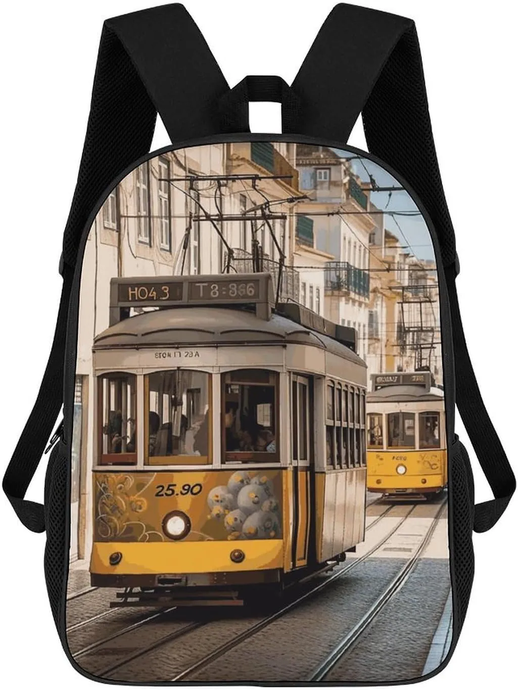 Lisbon Tram Lightweight Backpack Casual Carry On Laptop Backpack,Hiking Bag for Camping Sports Work