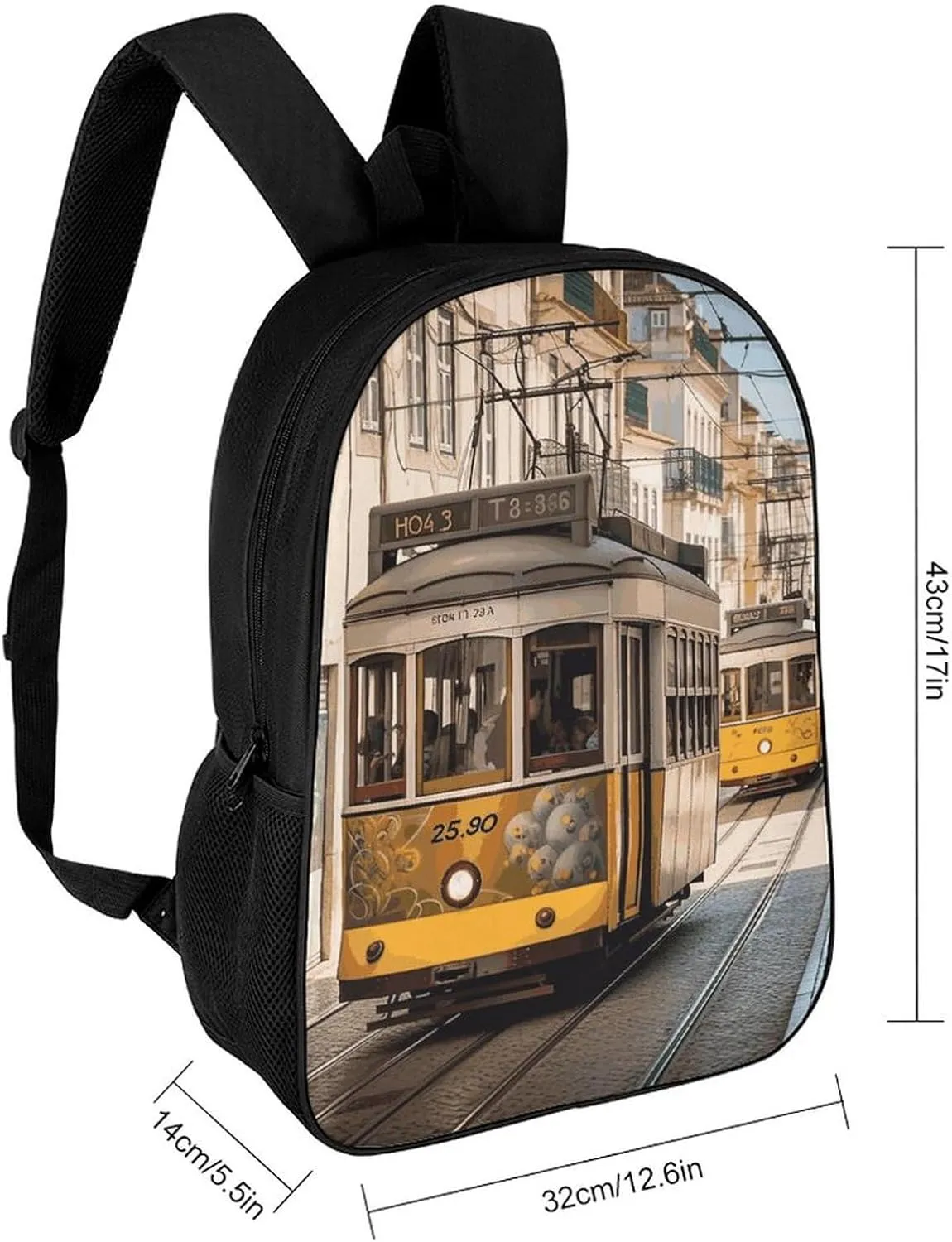 Lisbon Tram Lightweight Backpack Casual Carry On Laptop Backpack,Hiking Bag for Camping Sports Work