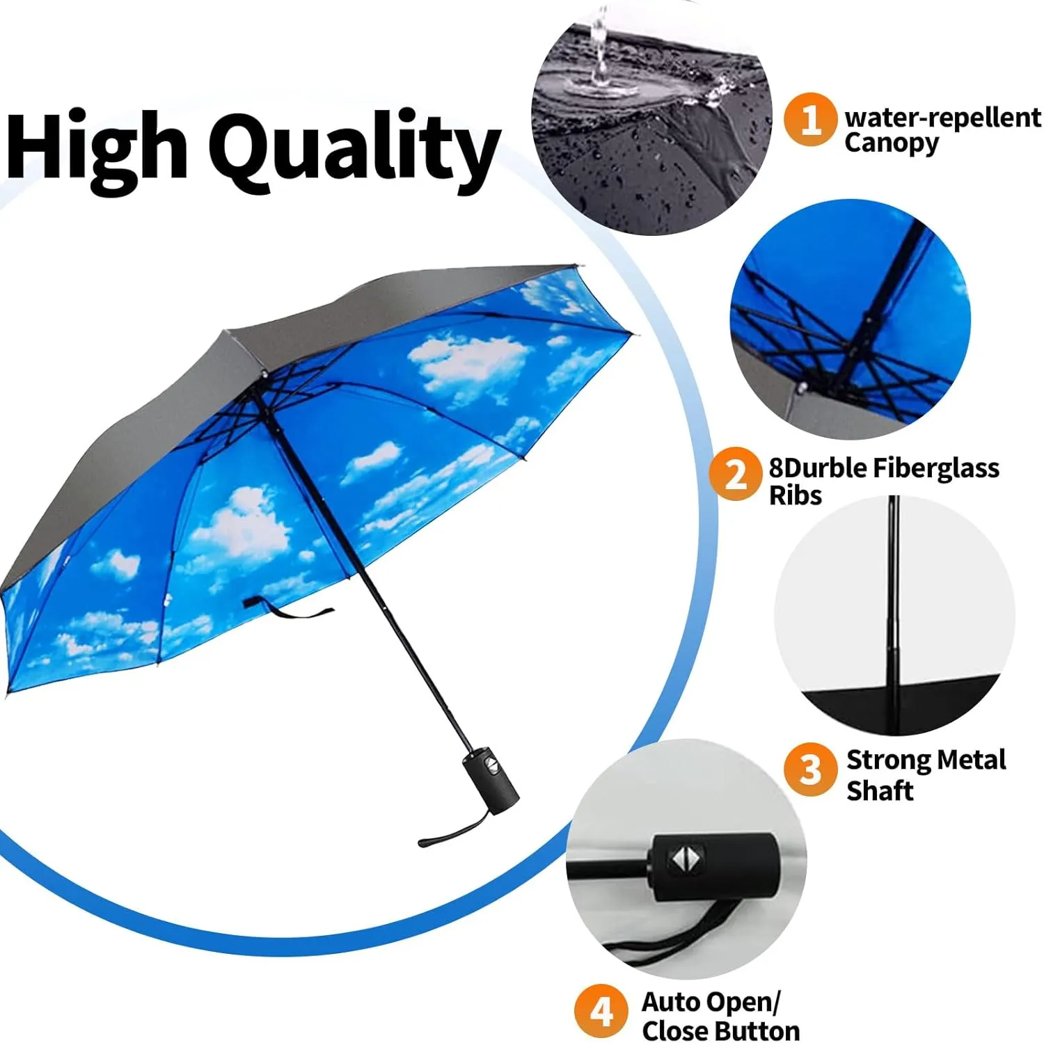 LLanxiry Compact Travel Umbrella,Windproof Waterproof Stick Umbrella Anti-UV Protection Golf Umbrellas