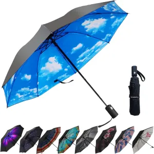 LLanxiry Compact Travel Umbrella,Windproof Waterproof Stick Umbrella Anti-UV Protection Golf Umbrellas