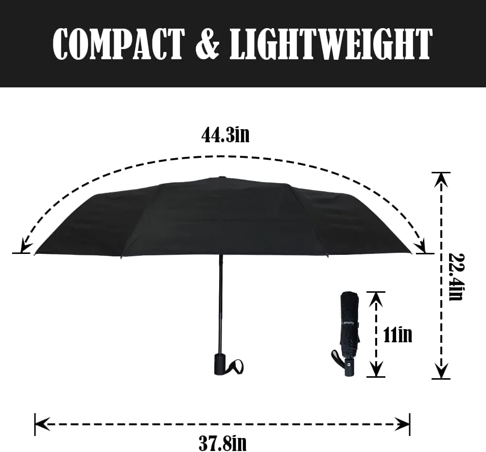 LLanxiry Compact Travel Umbrella,Windproof Waterproof Stick Umbrella Anti-UV Protection Golf Umbrellas