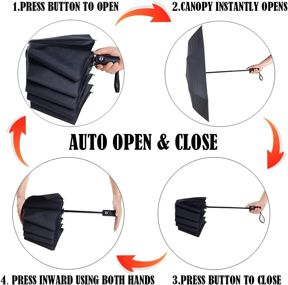 LLanxiry Compact Travel Umbrella,Windproof Waterproof Stick Umbrella Anti-UV Protection Golf Umbrellas