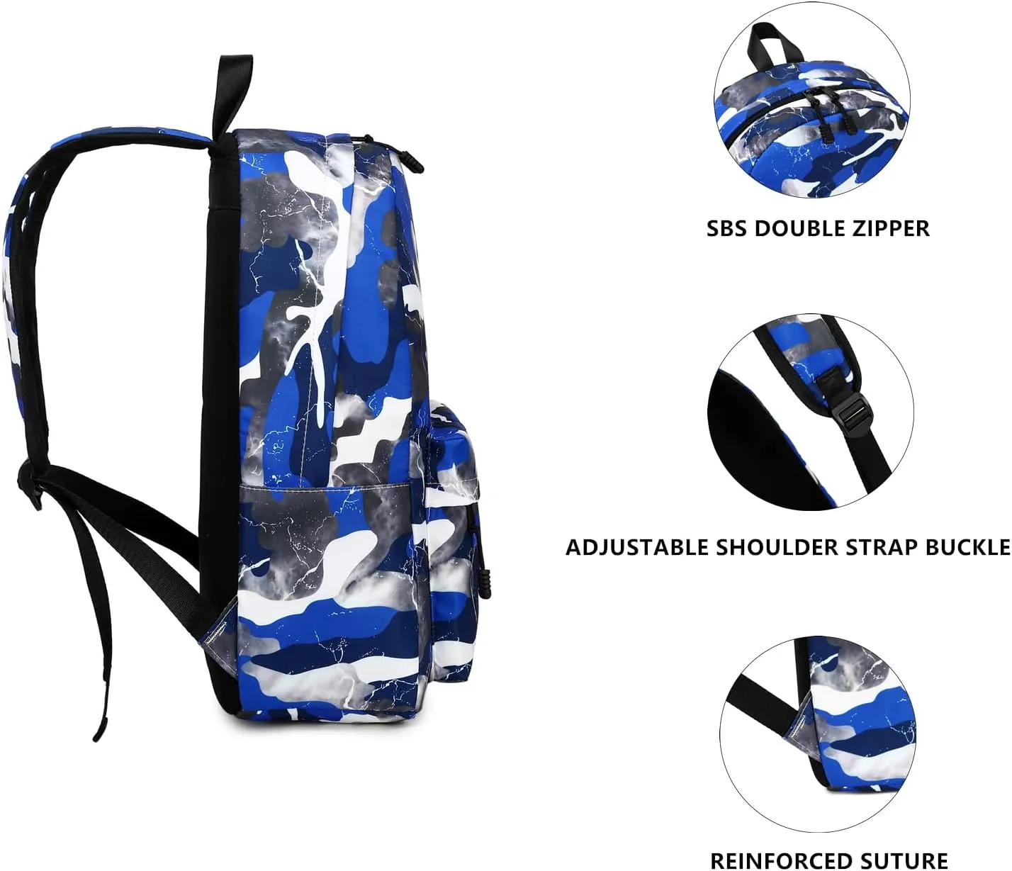 Lmwzh Backpack For Boys Girls Elementary Waterproof teen School Bags Kids Bookbag Lightweight Camo Blue