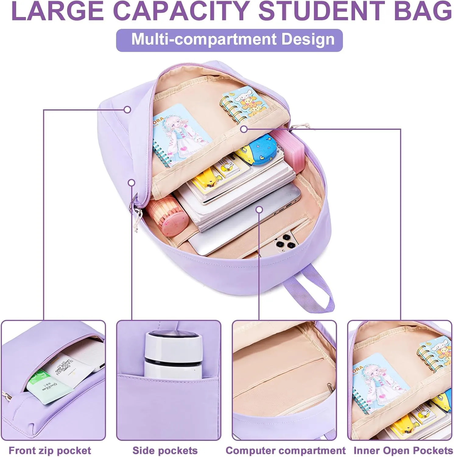 LOIDOU Backpack for Teen Girls Middle-School Primary Elementary Bookbags 17inch Kids Backpack Women laptop Backpack Lightweight Casual Daypack