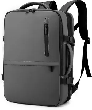 Long Keeper Travel Backpack - Women Men Expandable Waterproof Laptop Backpack Casual Carry On Bag With USB Charging Port (Grey)