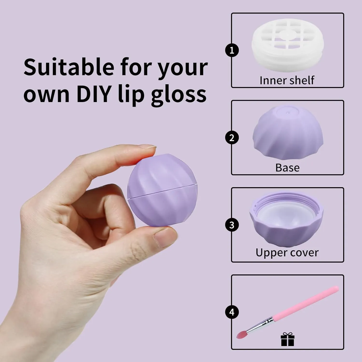 longway 0.24Oz (7ml) Empty Lip Balm Sphere Containers | Screw Cap Lipstick Tubes/Chapstick Tubes/Chapstick Holder for Lip Gloss & BPA FREE (Pack of 10 (Light Purple)