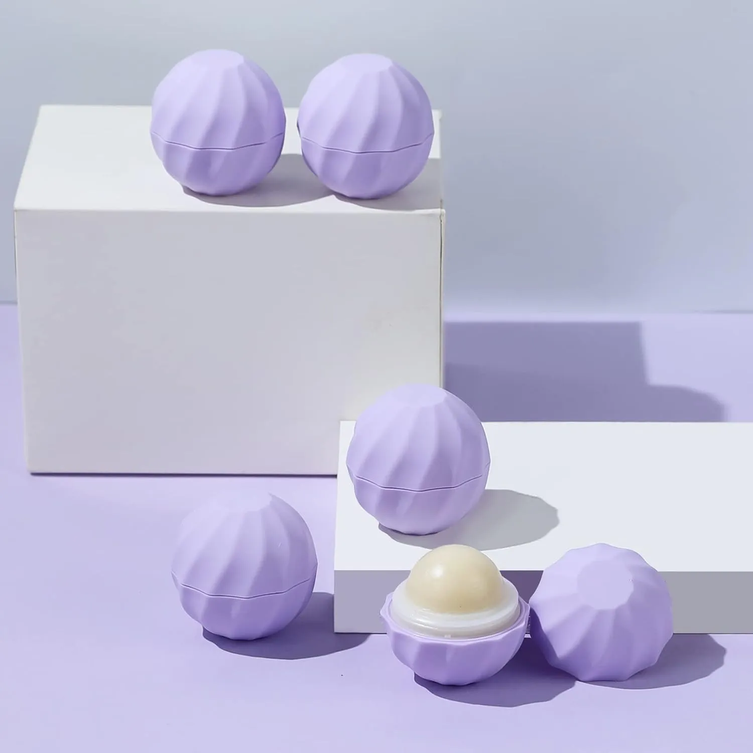 longway 0.24Oz (7ml) Empty Lip Balm Sphere Containers | Screw Cap Lipstick Tubes/Chapstick Tubes/Chapstick Holder for Lip Gloss & BPA FREE (Pack of 10 (Light Purple)