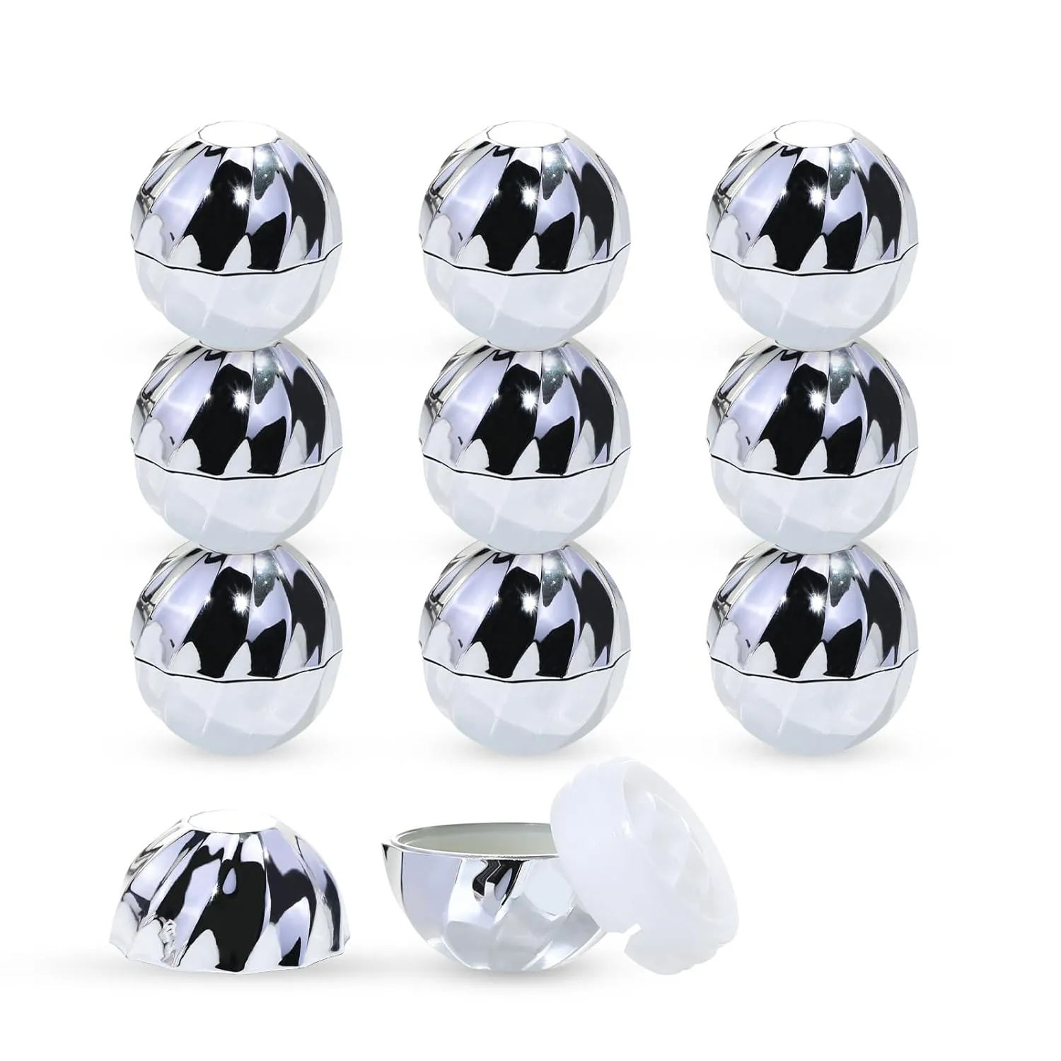LONGWAY 0.24Oz (7ml) Empty Lip Balm Sphere Containers | Screw Cap Lipstick Tubes/Chapstick Tubes/Chapstick Holder for Lip Gloss & BPA FREE (Pack of 10） (Silver)