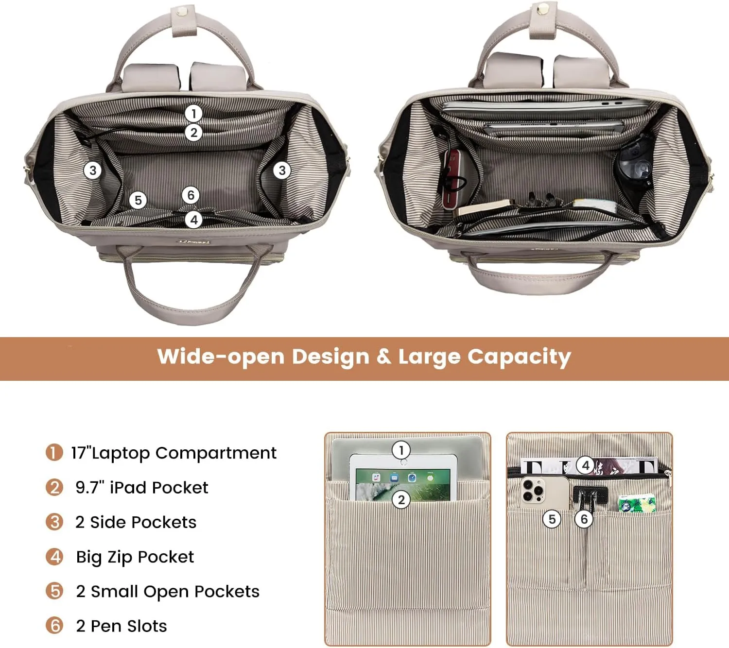 LOVEVOOK Laptop Backpack for Woman Fashion 17-Inch Work Backpack for Travel Business Teacher Nurse Computer Bag Backpack