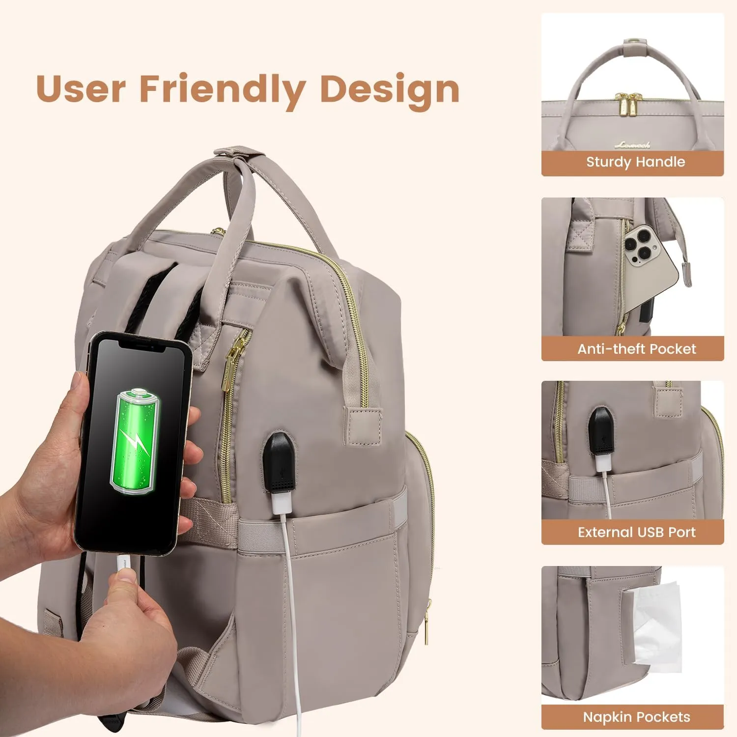 LOVEVOOK Laptop Backpack for Woman Fashion 17-Inch Work Backpack for Travel Business Teacher Nurse Computer Bag Backpack