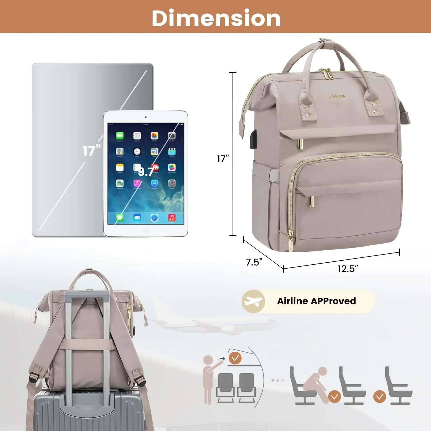 LOVEVOOK Laptop Backpack for Woman Fashion 17-Inch Work Backpack for Travel Business Teacher Nurse Computer Bag Backpack