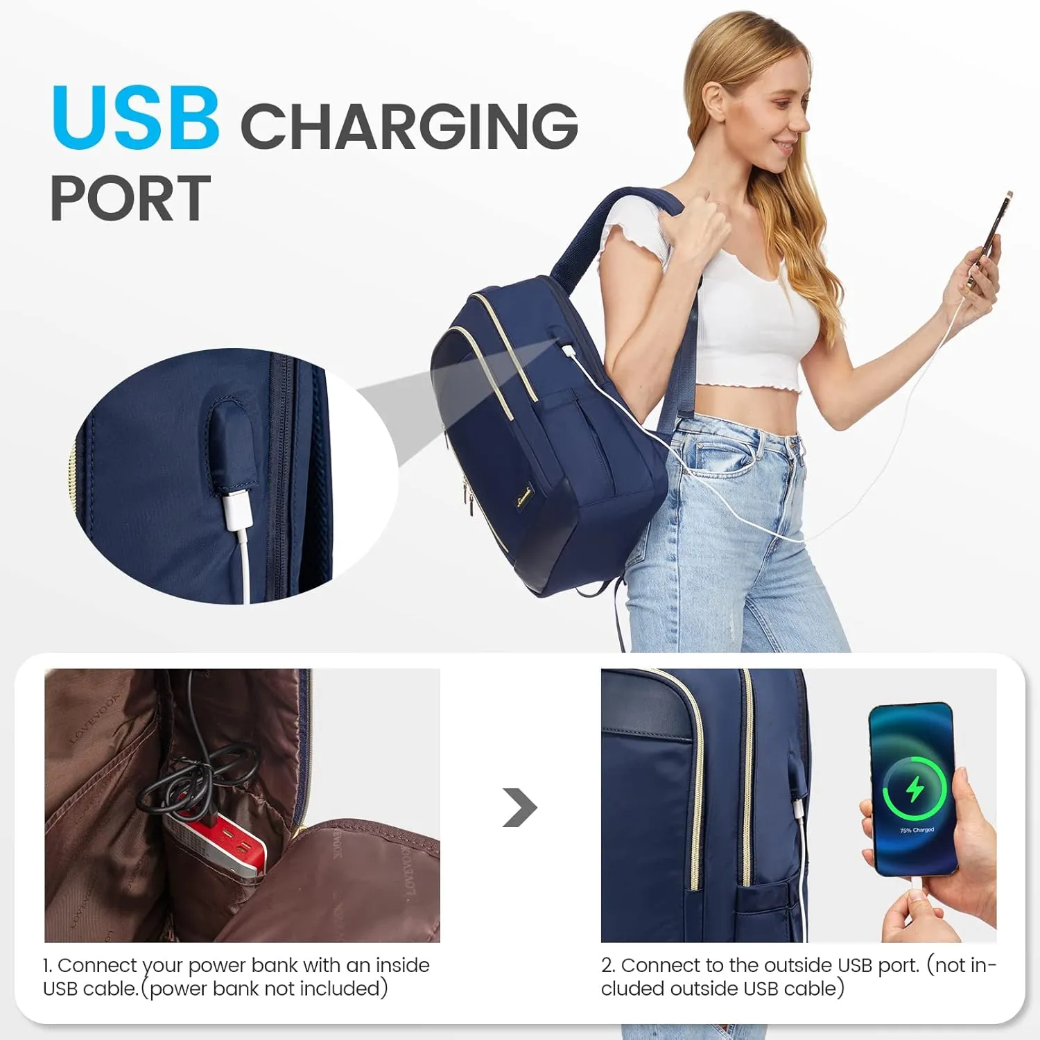LOVEVOOK Laptop Backpack for Women, Business Travel Backpacks Purse, Daily Computer Bag for Work, Stylish Teacher Office Daypack, 15.6 inch