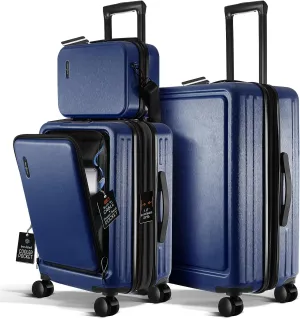 Luggage Sets 2 Piece, 22 Inch Carry on Luggage and 24 Inch Suitcases with Wheels Spinner, Durable Hard Shell Suitcase Set, Expandable Travel Suitcase, Navy