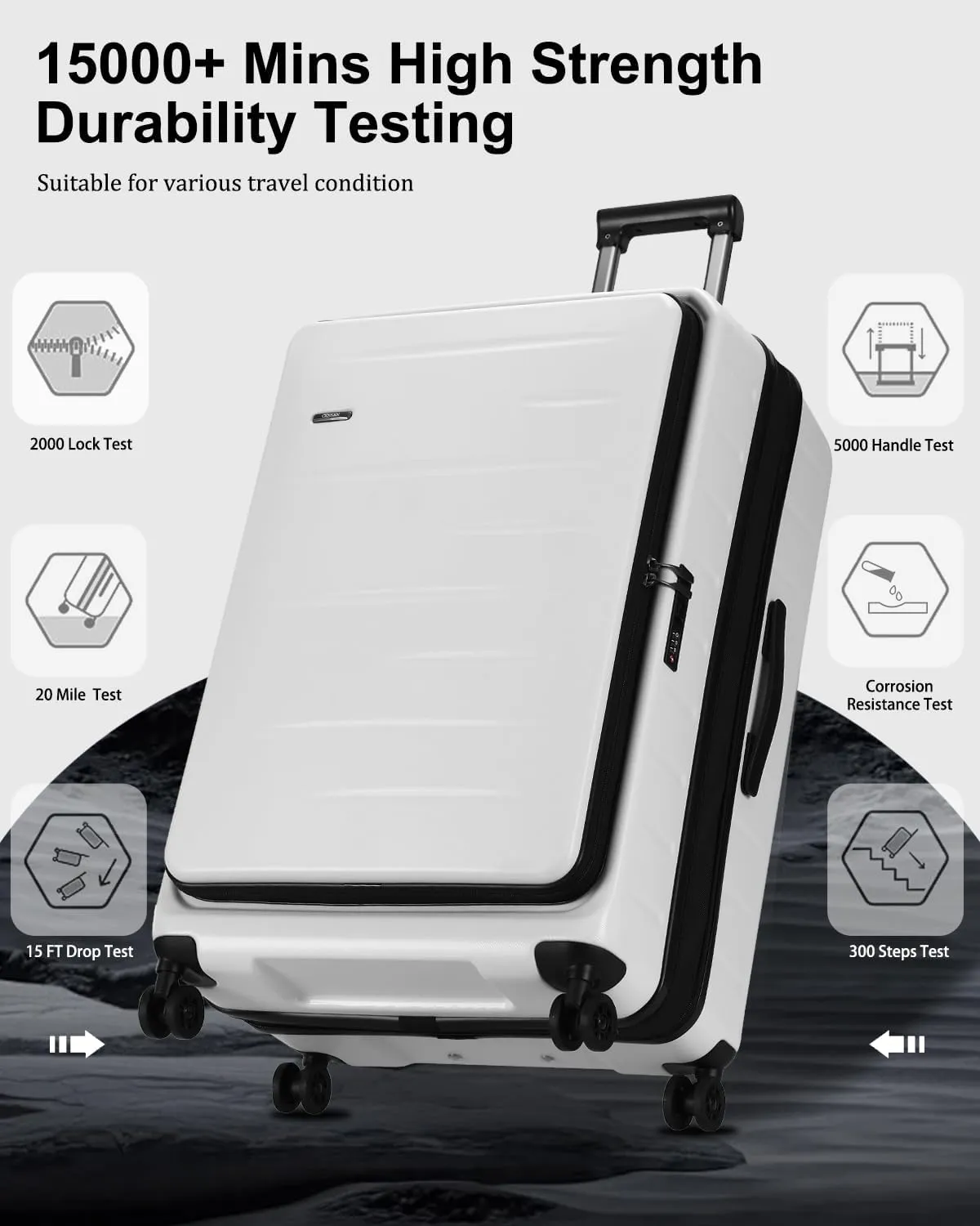 Luggage Sets 2 Pieces, 20 Inch Carry On Luggage and Expandable 28 Inch Checked Luggage with Spinner Wheels, Lightweight ABS PC Hard Shell Suitcase with Front Opening, TSA Lock (White, 20/28)