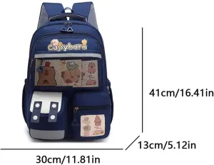 Lushandy Capybara Backpack Cute Capibara Backpack Funny Cartoon Backpacks Multi Pockets Nylon Kapybara Bag
