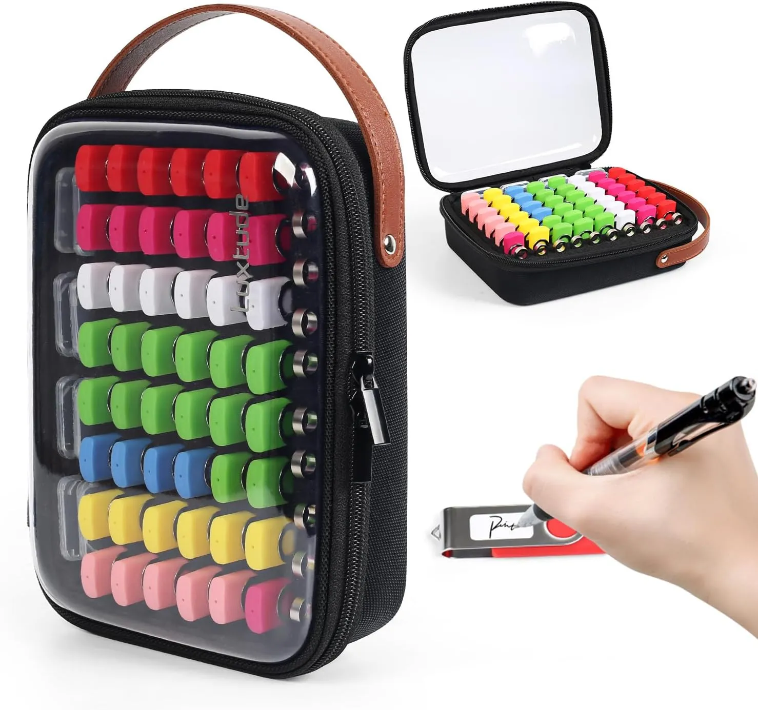 Luxtude Clear Flash Drive Case with Labels, Hard USB Case Organizer, USB Storage Box Holds 58 Drives & 8 SD Cards, Thumb Storage Holder, Flash Drives Holder for Samsung & Sandisk & Memory Stick