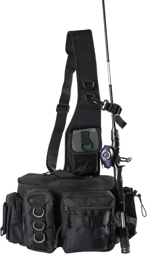 Luya Thickened Multi-Functional Fishing Bag Fishing Backpack Travel Outdoor Sports Lightweight Single Shoulder Crossbody Bag (Black)