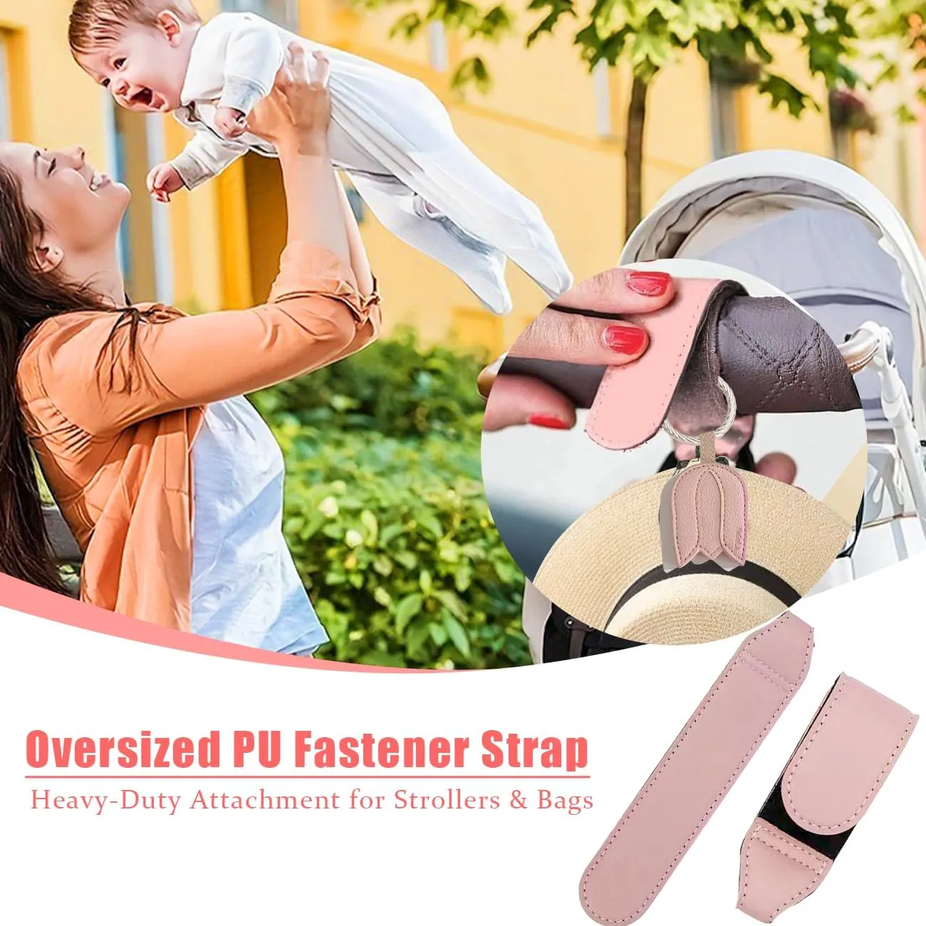 Magnetic Hat Clip for Travel on Bag - Anti-Wind Blowing & Anti-Drop Travel Essential with Alloy Buckle, Premium PU Leather Hat Sunglasses Magnet Clip with Accessory for Baby Stroller