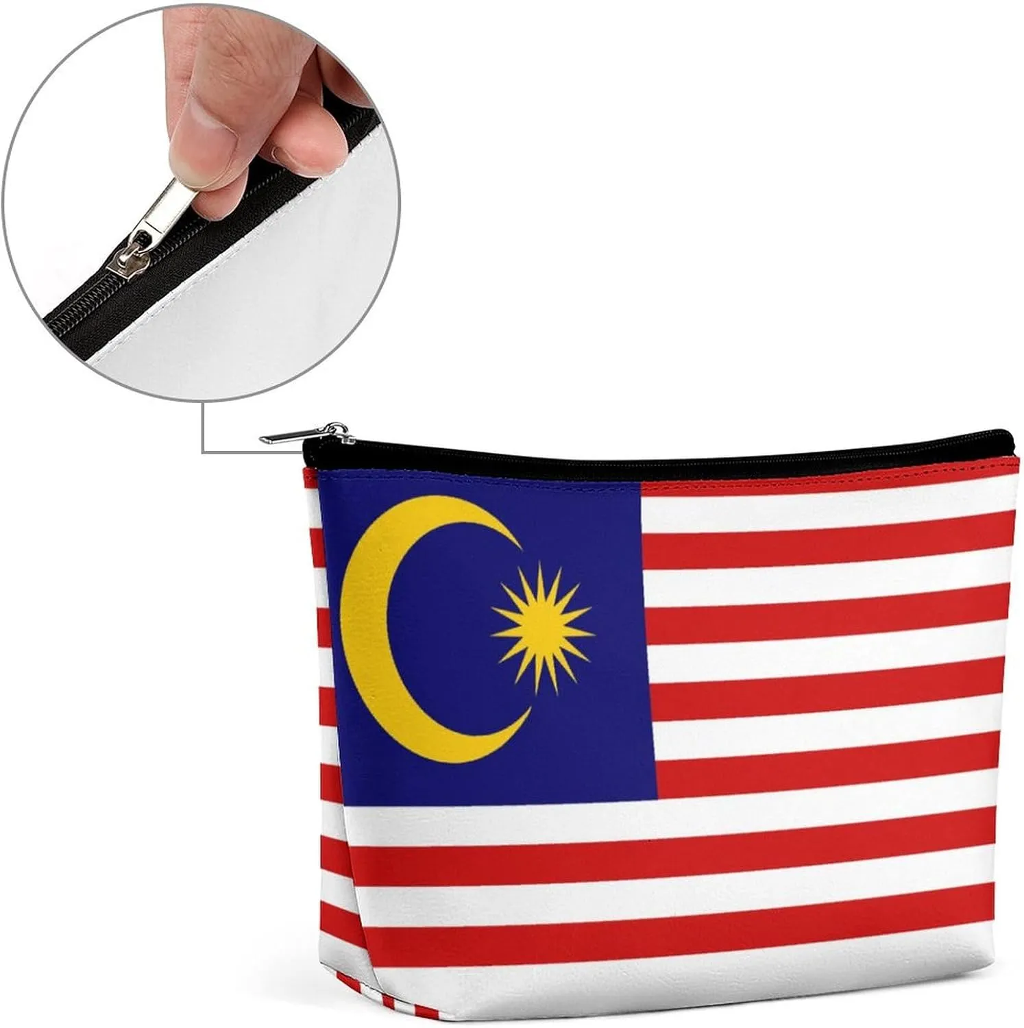 Malaysia Flag Compact Cosmetic Bag Lightweight Travel Makeup Pouch Waterproof Toiletry Organizer
