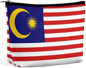 Malaysia Flag Compact Cosmetic Bag Lightweight Travel Makeup Pouch Waterproof Toiletry Organizer