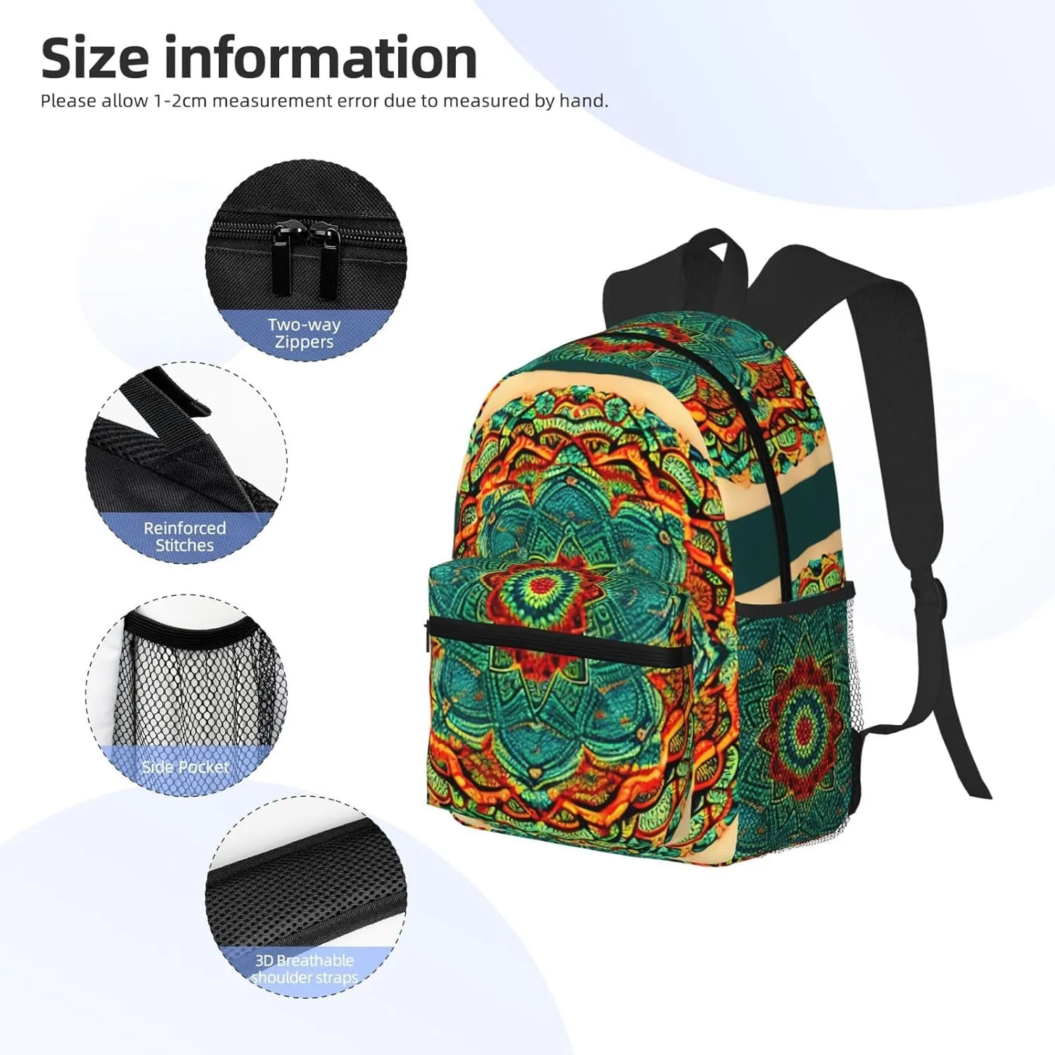 Mandala Backpack Cute Print Bookbag Women Travel Casual Water-resistant Backpack Travel Bag bags