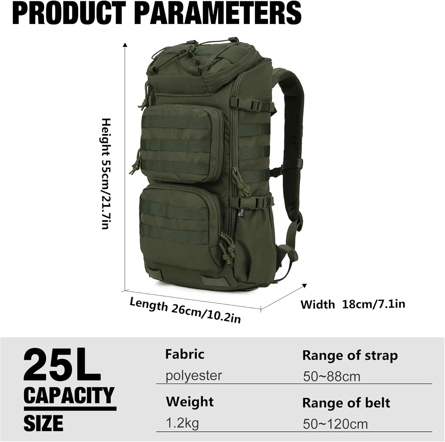 Mardingtop Tactical Backpacks Molle Hiking daypacks for Motorcycle Camping Hiking Military Traveling,25L Backpack