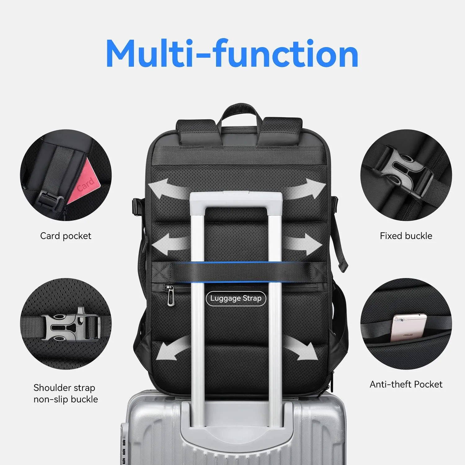 MARK RYDEN Travel Backpack for Men, 40L Airline Approved Carry on Backpack with USB Charging Port, 17.3 Inch Waterproof Business Laptop Backpack (12.6 x 8.0 x 19.6 Inch)