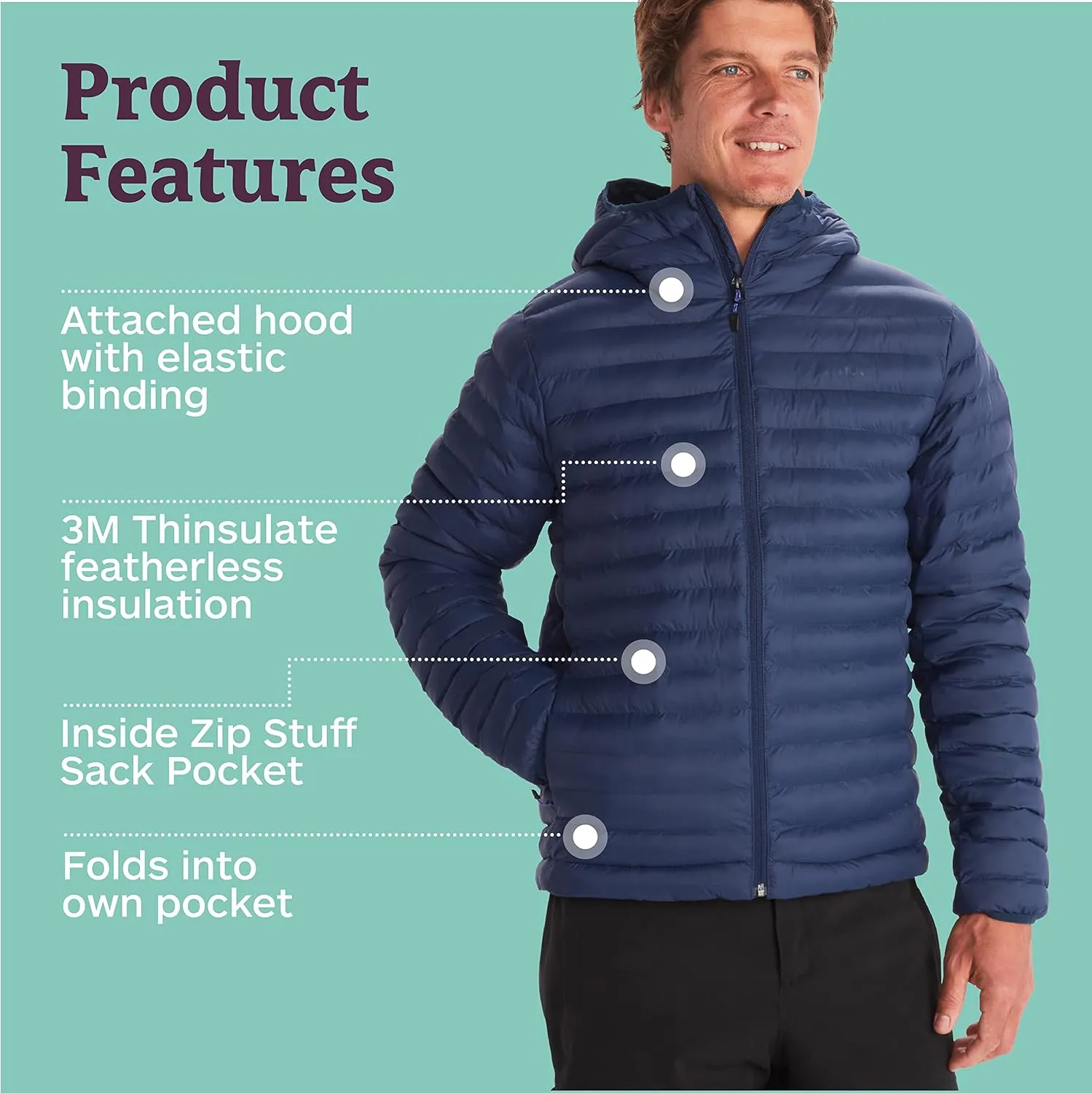 MARMOT Men's Echo Featherless Hoody - Lightweight Down-Alternative Puffer Jacket with Hood