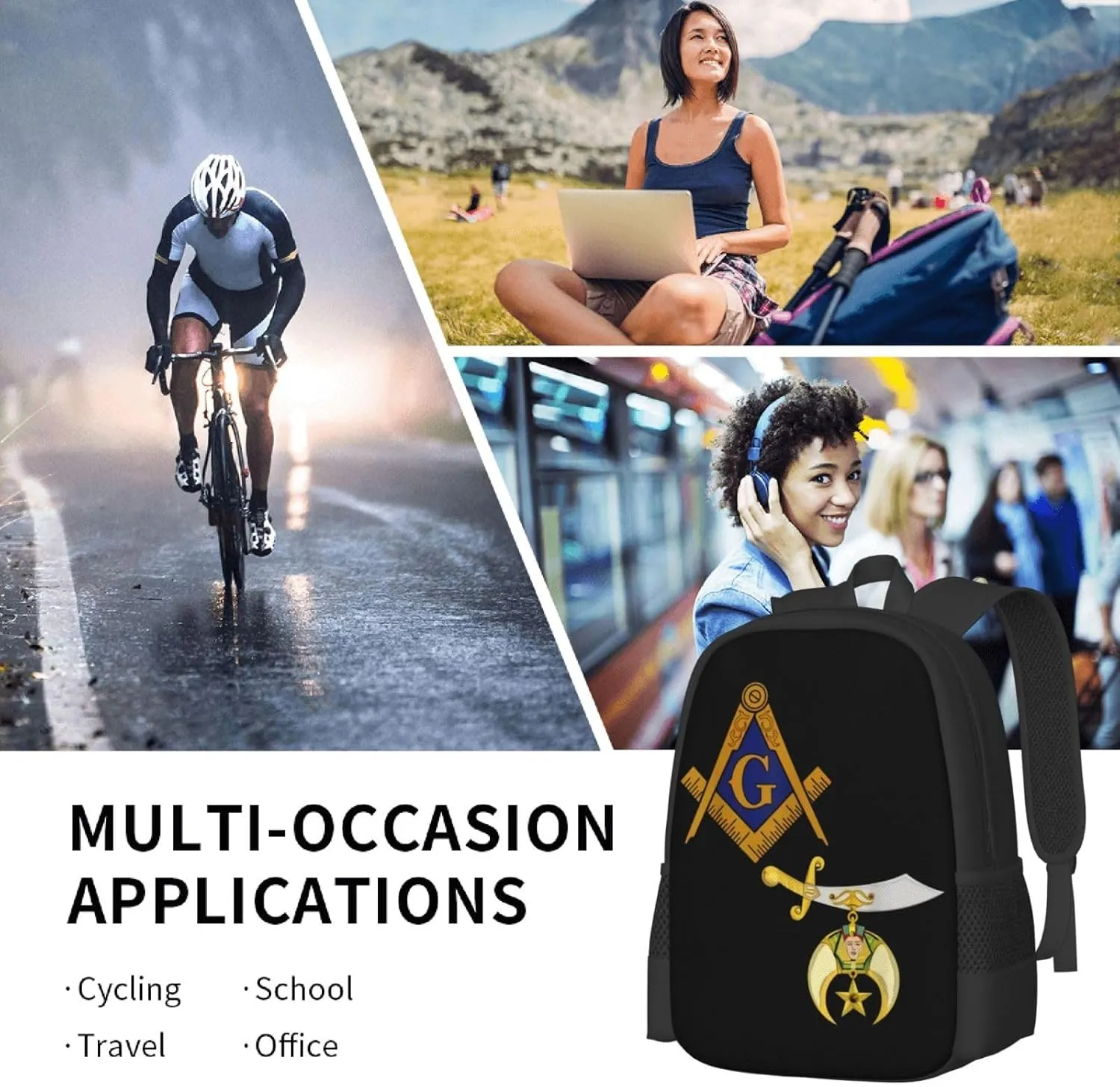 Mason Shriner Split Masonic Shrine Noble Backpack Lightweight Large Capacity Laptop Backpack Travel Backpacks for Unisex