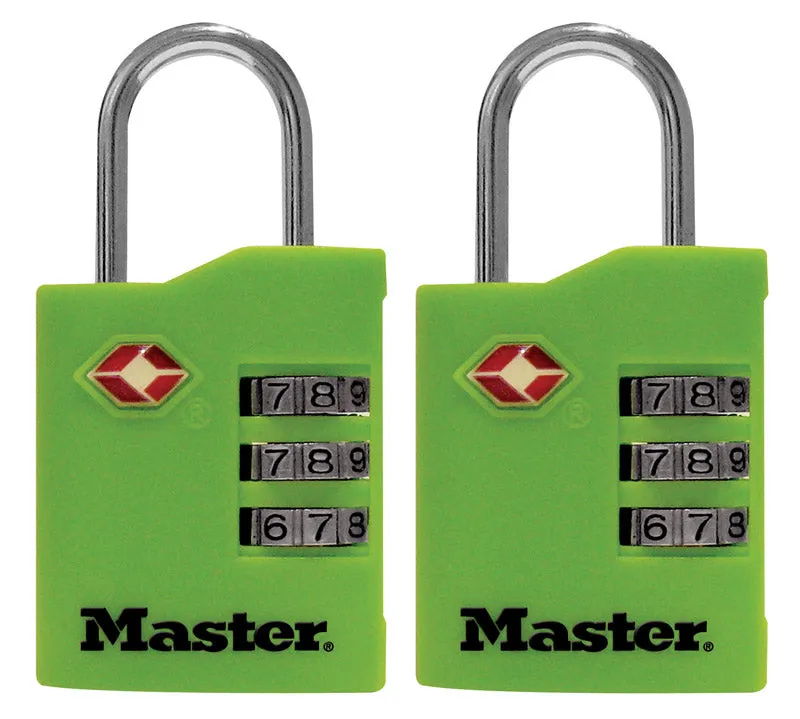 Master Lock 1-9/16 in. H X 5/8 in. W X 1-3/8 in. L Vinyl Covered Steel 3-Dial Combination Luggage Lo