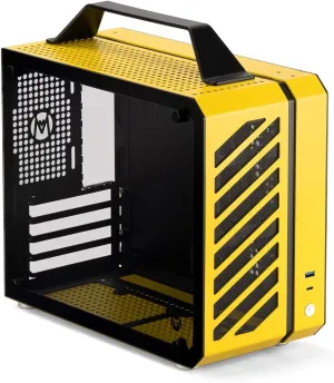 Mechanic Master C26 Desktop Portable Mini MATX Case with Handle | 13.2L | SFX PSU Compatible | MATX Motherboard | 310mm GPU | 135mm Air Cooling (Vitality Yellow)