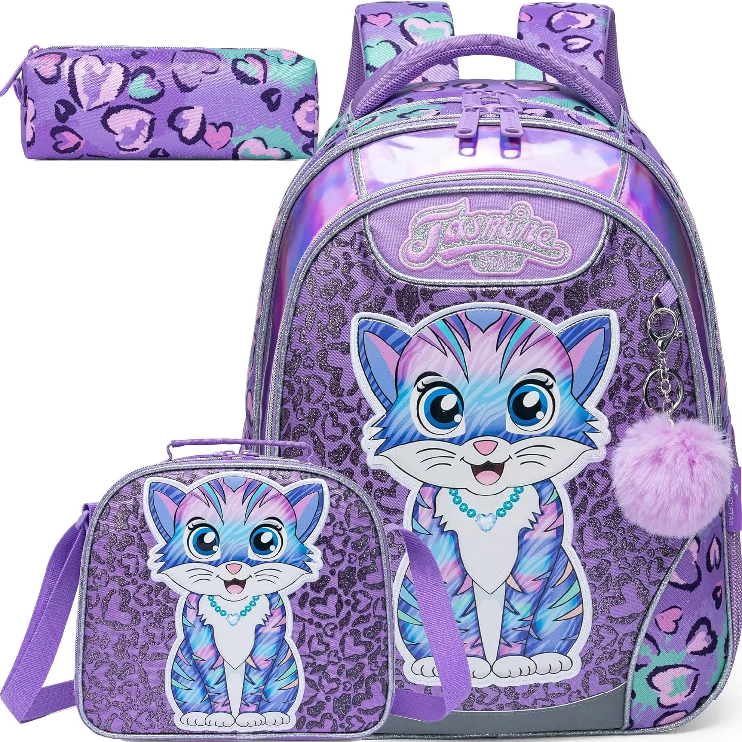 Meetbelify Backpacks for Girls School Bag Cute Girls Backpacks Ages 8-10 with Lunch Box Kids Bookbag Set Travel Backpack for Preschool Kindergarten Elementary Students