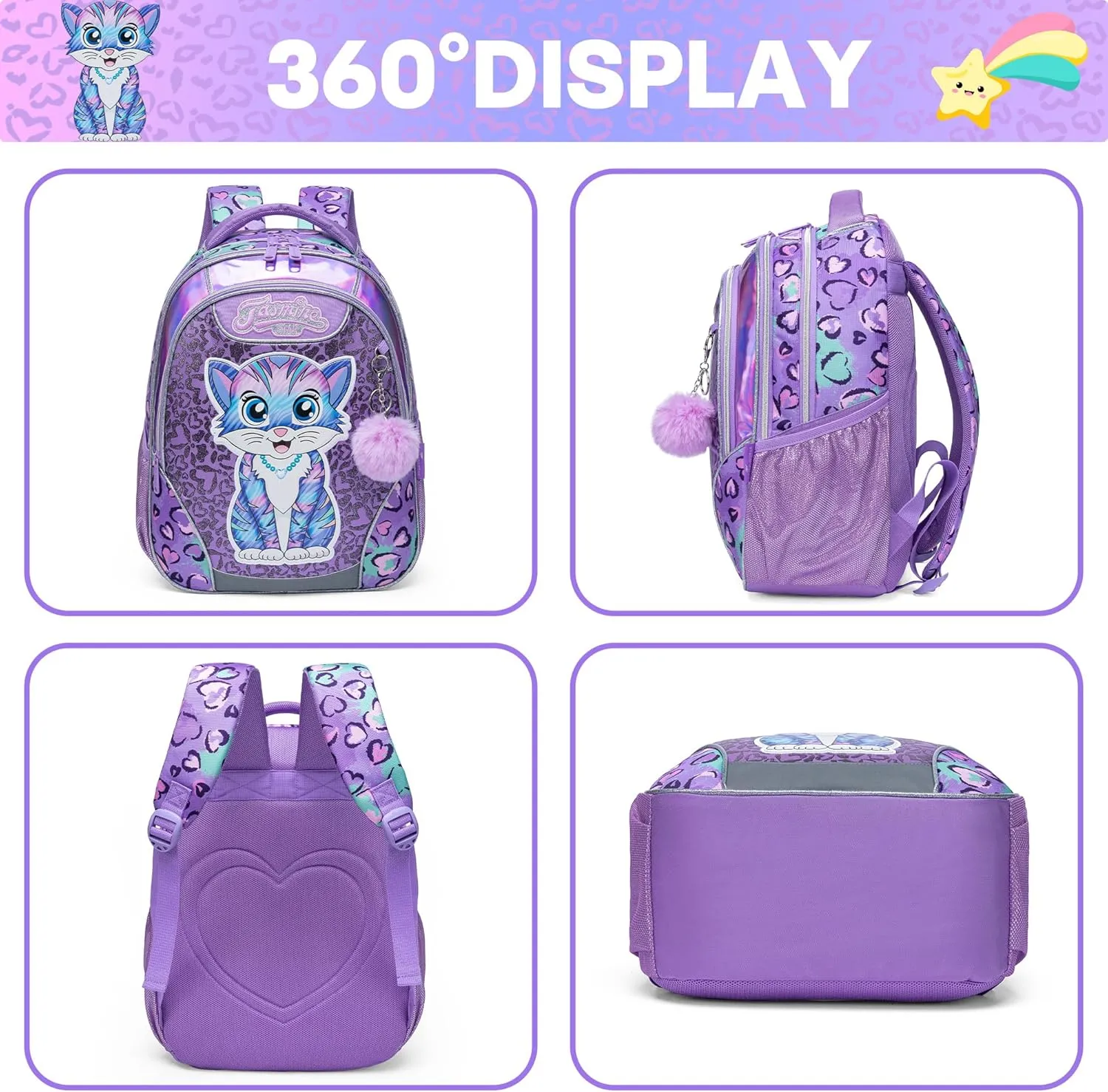 Meetbelify Backpacks for Girls School Bag Cute Girls Backpacks Ages 8-10 with Lunch Box Kids Bookbag Set Travel Backpack for Preschool Kindergarten Elementary Students