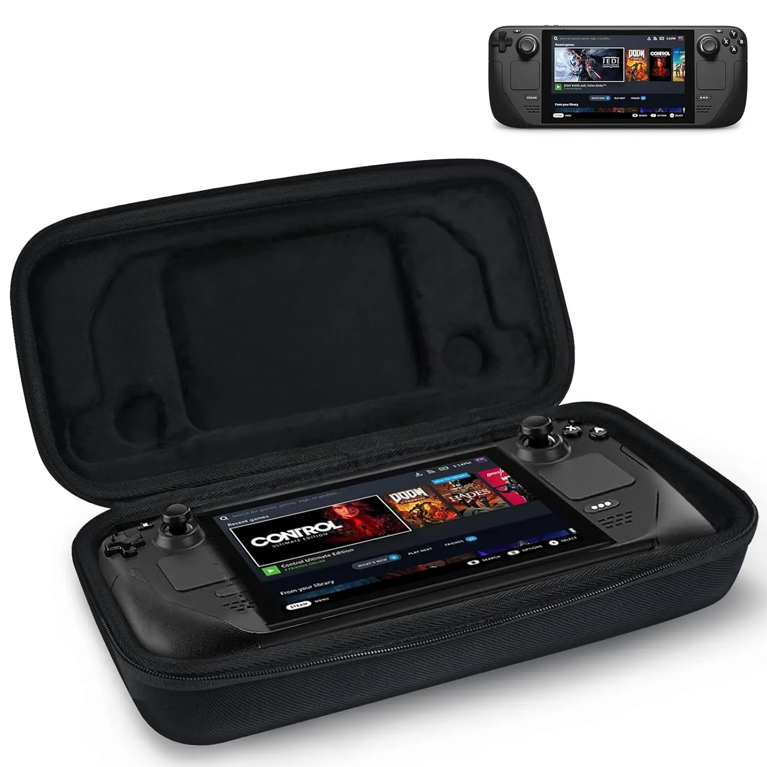 MeloSync Carrying Case Compatible with Steam Deck/Steam Deck OLED, Protective Hard Shell Travel Case for Steam Deck Console & Accessories