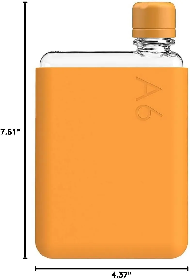 memobottle A6 (Mandarin) Bundle - 12oz (375ml) - Bottle, silicone sleeve & lid | Compact Water Bottle For Bags & Small Pockets | BPA Free Tritan | Modern, Minimalist | For Gym & Work