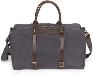 men Men Casual Travel Duffel Waterproof Canvas Cowhide Leather Luggage Tote Handbag Gym Sports Overnight Weekend Bag Sports Overnight Gym Luggage Weekend Tote Bag(Gray)