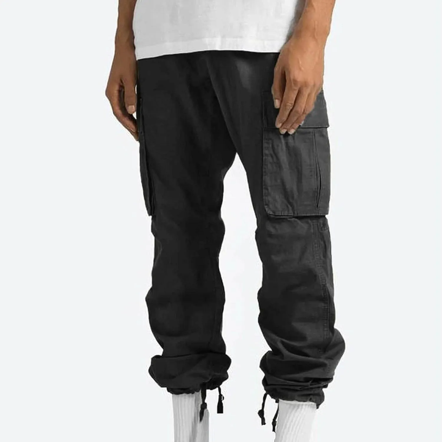 Mens Cargo Pants Ripstop Utility Straight Leg Joggers Pants Relaxed Fit Outdoor Trousers with Multi Pockets