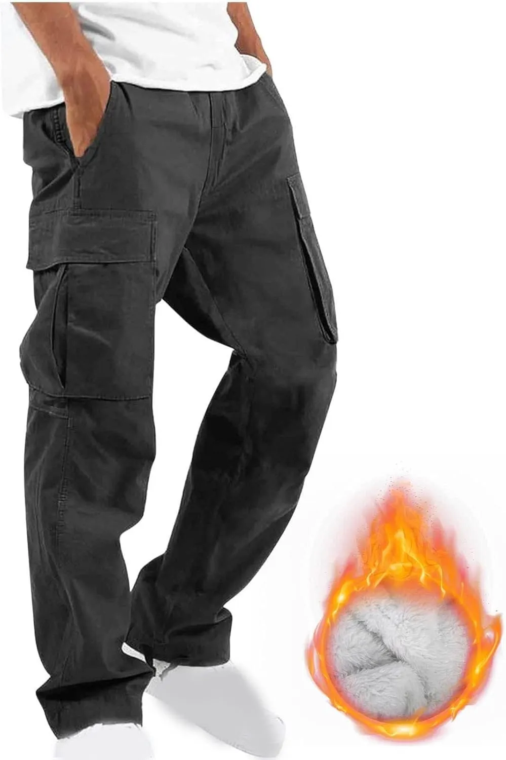 Mens Cargo Pants Ripstop Utility Straight Leg Joggers Pants Relaxed Fit Outdoor Trousers with Multi Pockets