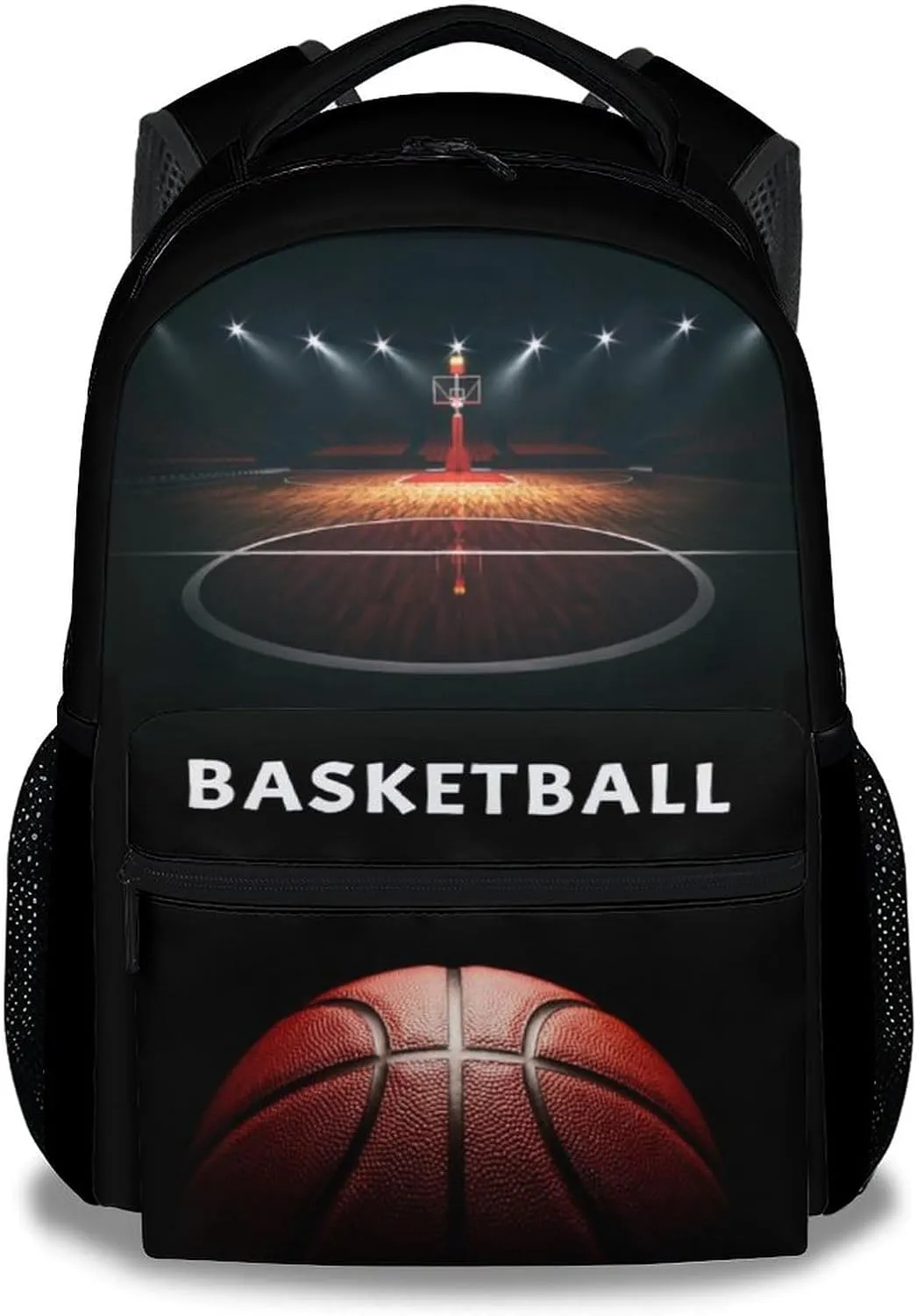 Mercuryelf Basketball Backpack for Boys Girls, 16 Inch Black Backpacks for School Travel, Cool Lightweight Bookbag for Kids